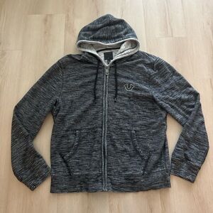 True Religion Black and Gray Zip Hoodie